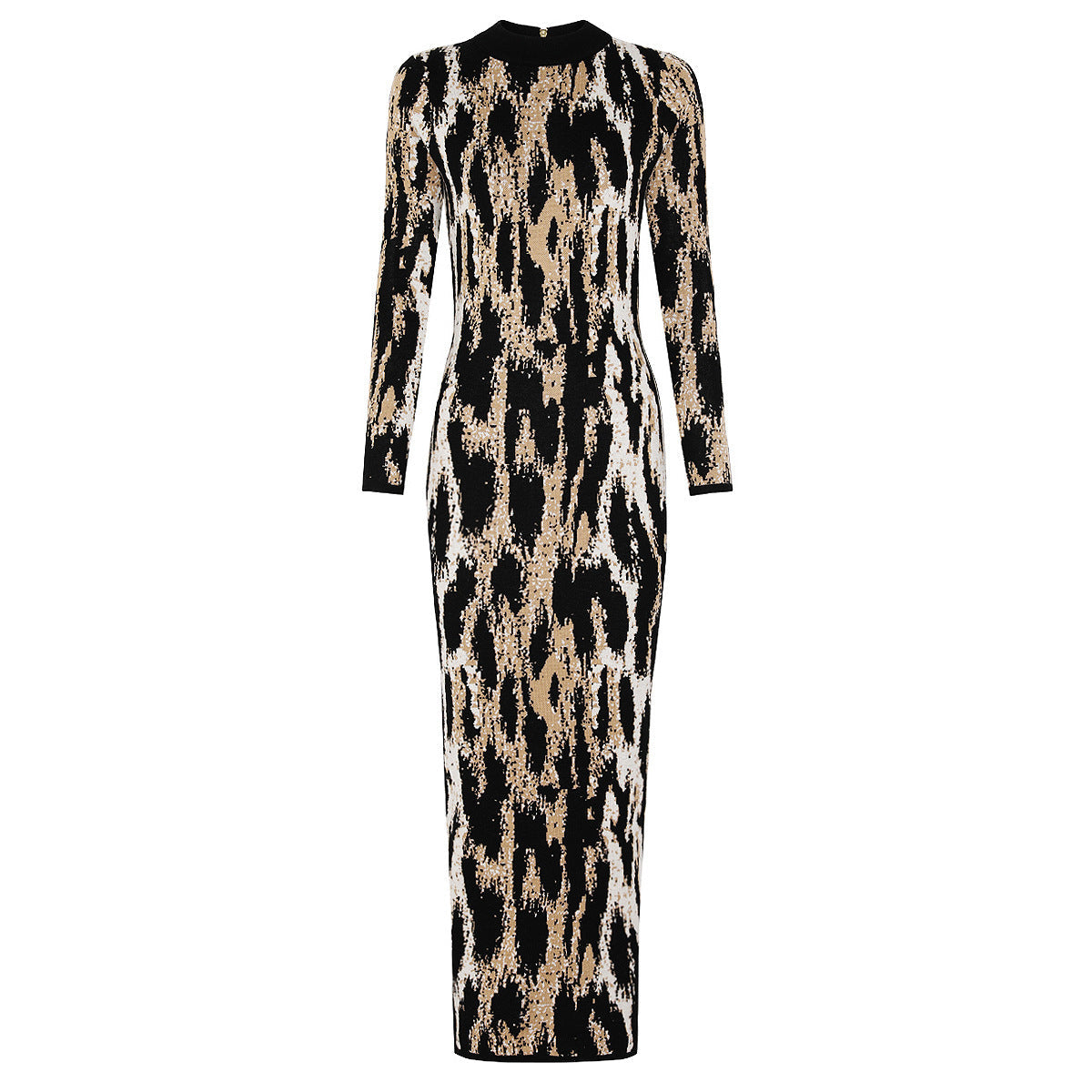 Spring Sexy Sexy Trendy Waist Slimming Leopard Print Turtleneck Sheath Dress Women by Ragazza