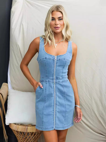 Spring Summer Casual Slim Denim Sleeveless Dress Women Clothing by Ragazza