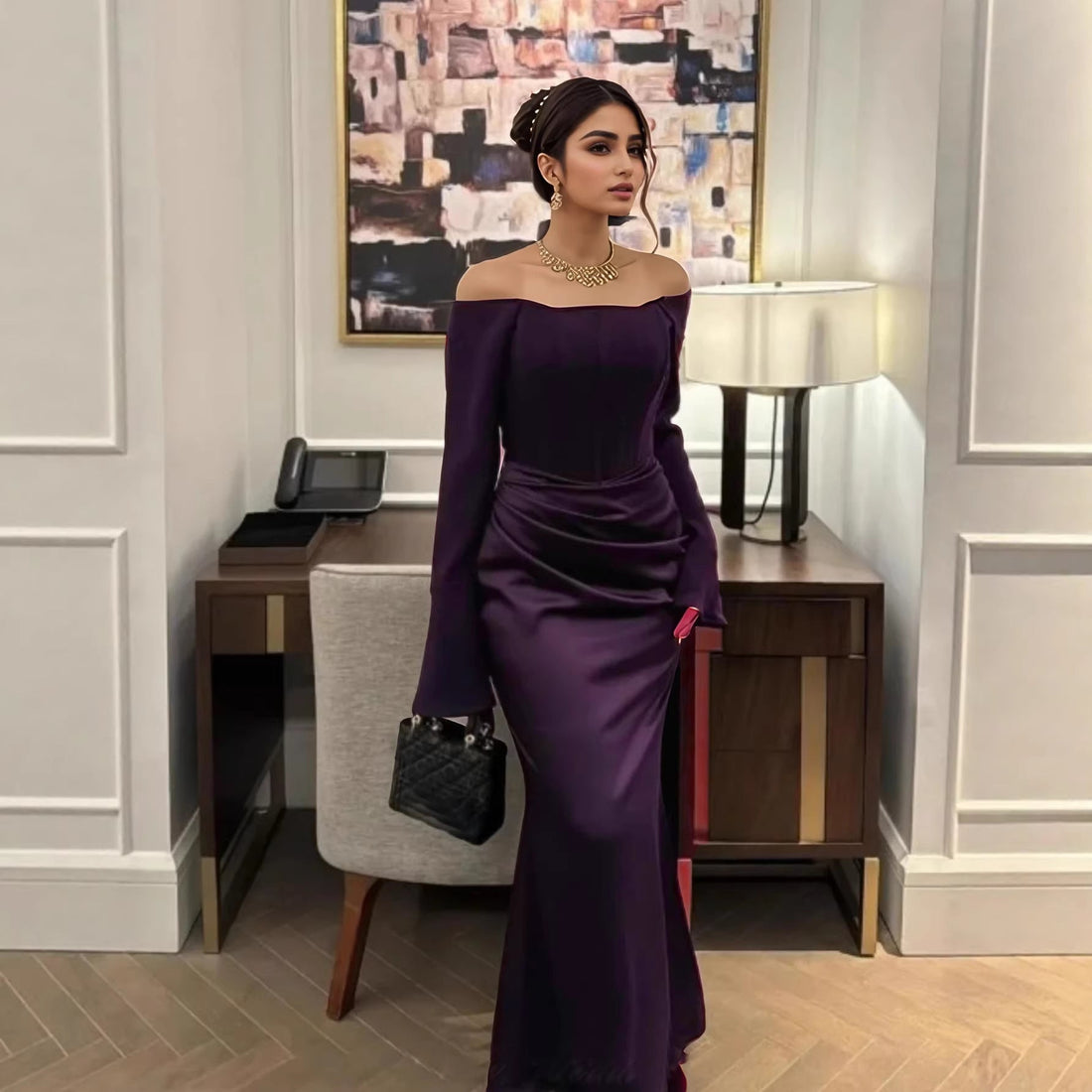 Women Clothing Tube Top Wedding Dress Toast Clothing Light Luxury Engagement Wedding Dinner after Slit Hemline at Hem by Ragazza