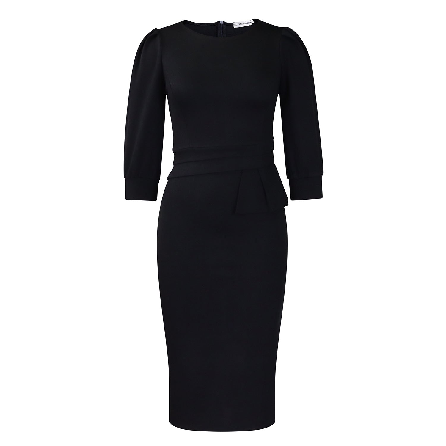 Solid Color round Neck Office Office Hip Dress by Ragazza
