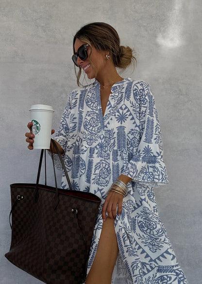 Dress Casual Printed 3/4 Sleeves Shirt Dress for Women by Ragazza