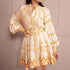 French Elegant Spring Stand Collar Lantern Sleeve Lace up Waist Slimming Stitching Floral Dress for Women by Ragazza