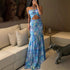 Spring Summer Halterneck Printed Pleated Dress Casual Loose Vacation Dress by Ragazza