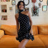 Women Clothing Street Shooting Ribbon Backless Polka Dot Cinched Dress by Ragazza