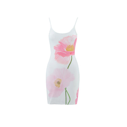 Summer Partysu Women Sling U Neck Backless Slim Fit A line Floral Print Dress by Ragazza