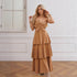 French Retro Suspenders Hollow Out Cutout out Waist Slimming Long Suede Dress by Ragazza