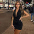 Women Solid Color Halter Deep V Plunge neck Backless Sexy Slim Hip Dress by Ragazza