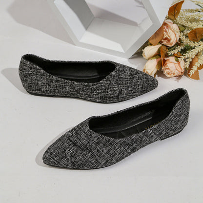 Pointed Toe Flat Low Cut Shoes Women Breathable Slip on Four Seasons Work Shoes Boat Shoes  DestGlow