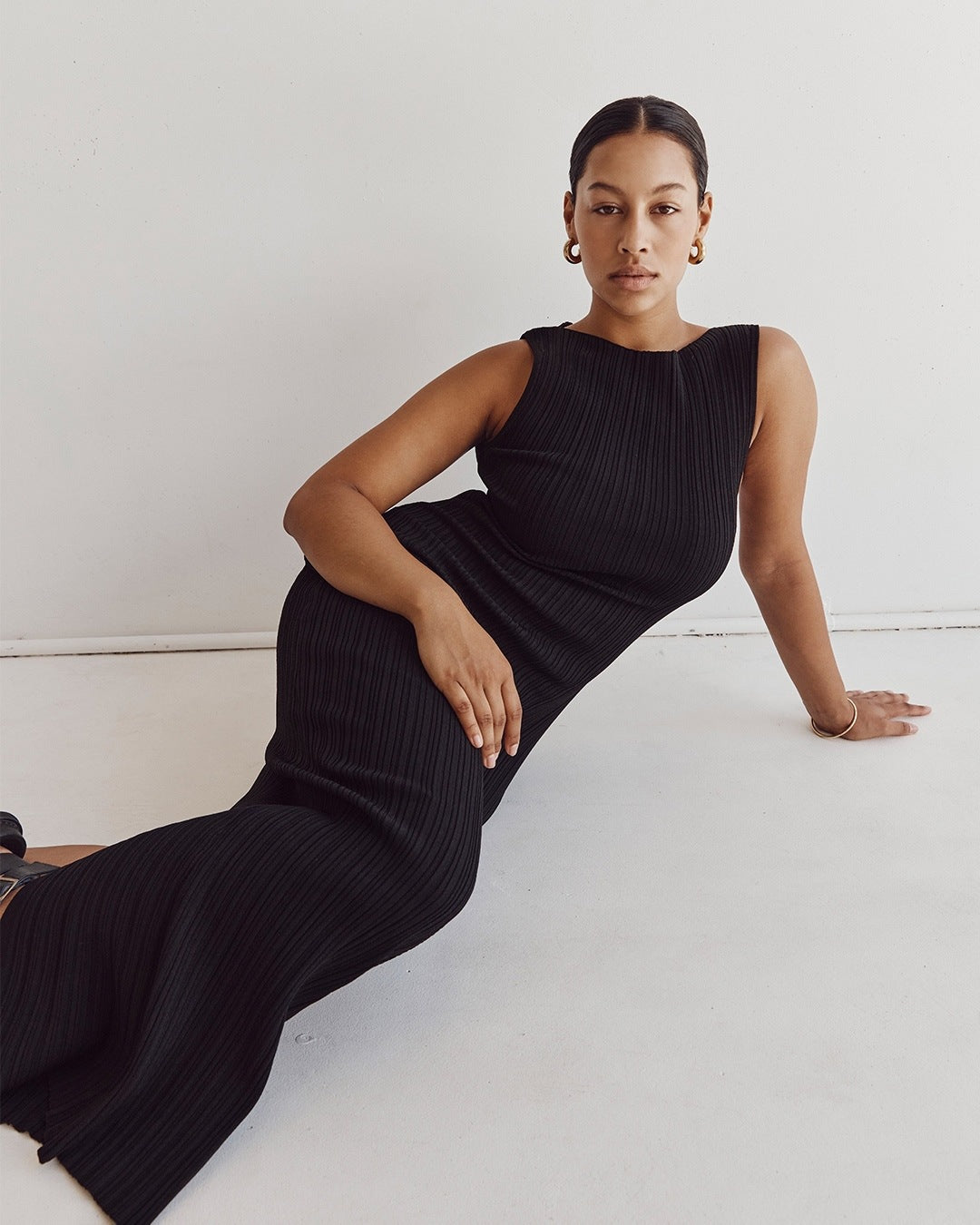 Covering Yarn Slimming Sleeveless Knitted Maxi Dress Casual Waist Tight Messy Sunken Stripe Maxi Dress Women by Ragazza