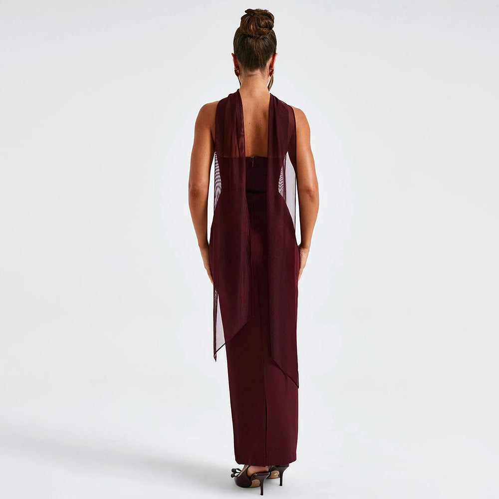 Spring Tube Top Cinched Waist Women Dress Elegant Ribbon Backless Sexy Sheath Dress by Ragazza