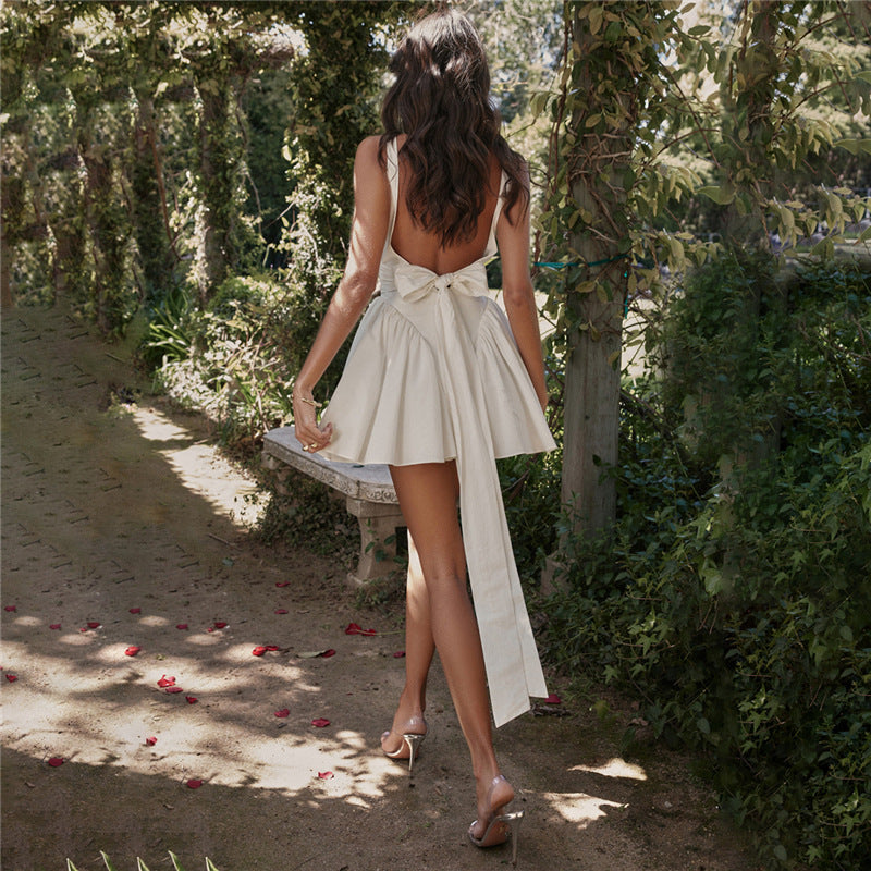 Summer Women Sexy Backless Lace up Bow Evening Dress Women by Ragazza