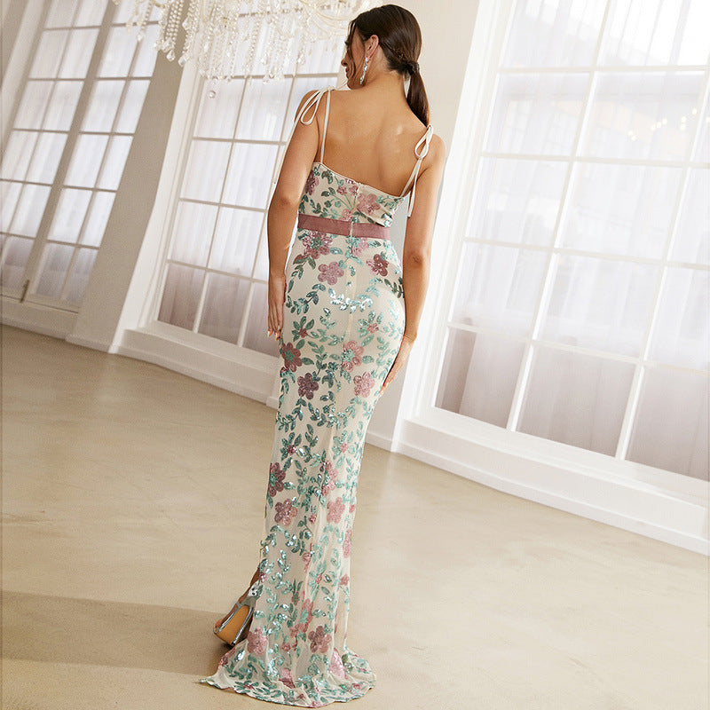 Elegant Boat Neck Sequined Cocktail Sheath Fishtail Bridesmaid Dress Evening Dress Women Dress by Ragazza