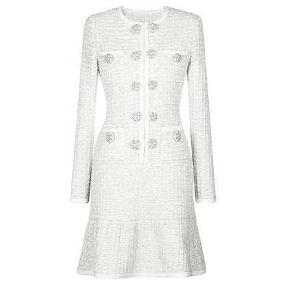 Spring Autumn Fashionable Knitted round Neck Woolen Slim Fit Slimming Long Sleeves Dress Women by Ragazza