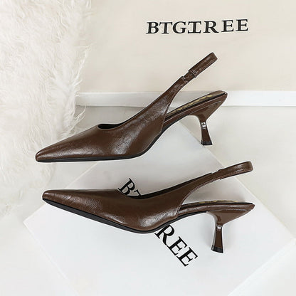 Cocktail High Heels Women Simple Stiletto Heel Hollow Out Cutout Pointed Toe Pumps Back Strap Graceful Fashionable Women Shoes  DestGlow