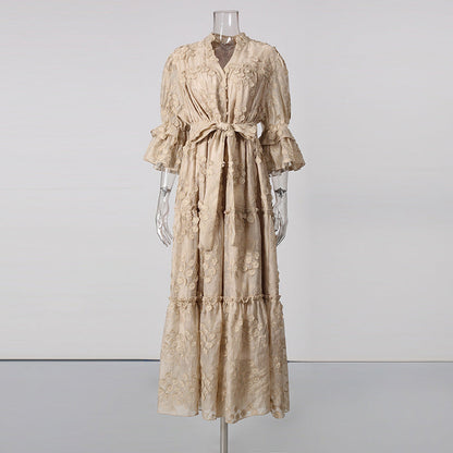 Artistic Retro Affordable Luxury Maxi Dress Summer Elegant Embroidered Loose High End Dress Women  DestGlow