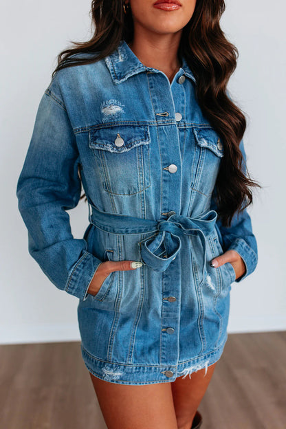 Spring Retro Street Loose Broken Copper Denim Jacket Dreee Women by Ragazza