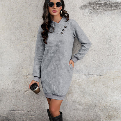 Autumn Women Clothing Long Sleeve Solid Color Hoodie Dress by Ragazza
