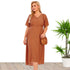 Plus Size Women Summer Short Sleeve Printed Button Pocket Dress by Ragazza
