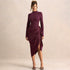 Women Clothing Autumn Winter Elegant Solid Color Waist Tight Irregular Asymmetric Oblique Swing Mid Length Dress by Ragazza