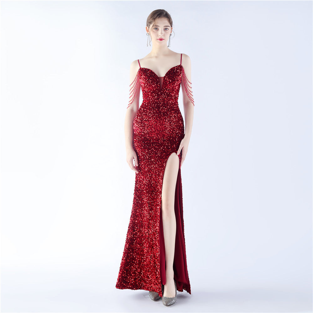 Velvet Bottom Handmade Sequin Craft Beads Sequ Dress by Ragazza