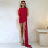 Women Clothing Spring Solid Color Sexy Oblique Shoulder Single Sleeve Asymmetric Ribbon Skinny Hip Dress by Ragazza