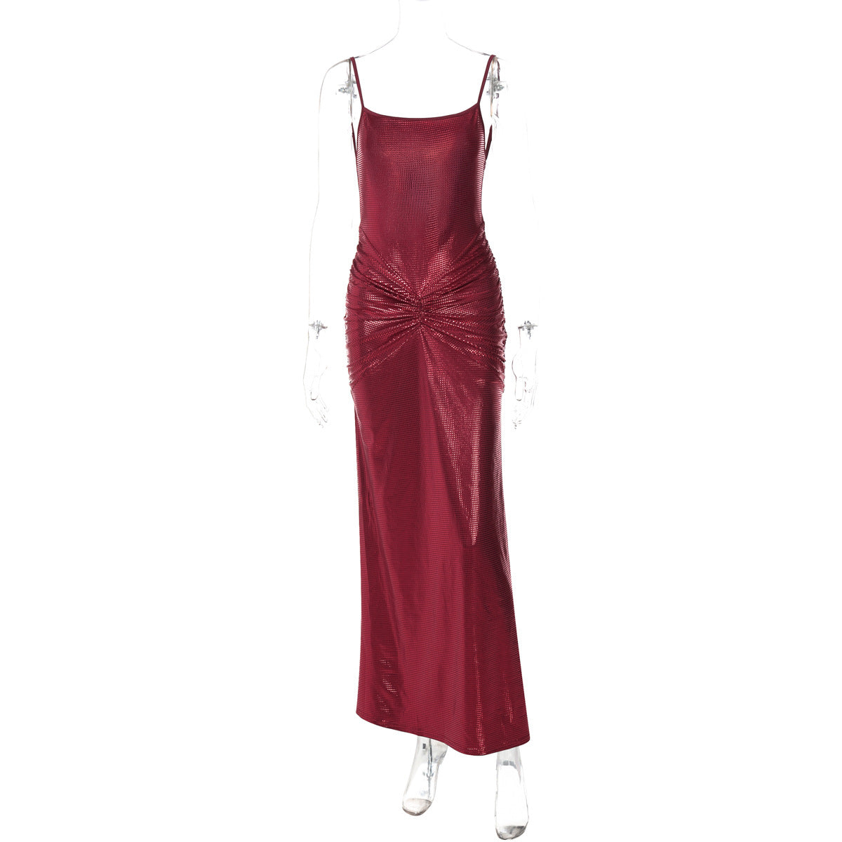 Summer Women Clothing Sexy Backless Bronzing Pleated Slim Fit Camisole Dress by Ragazza