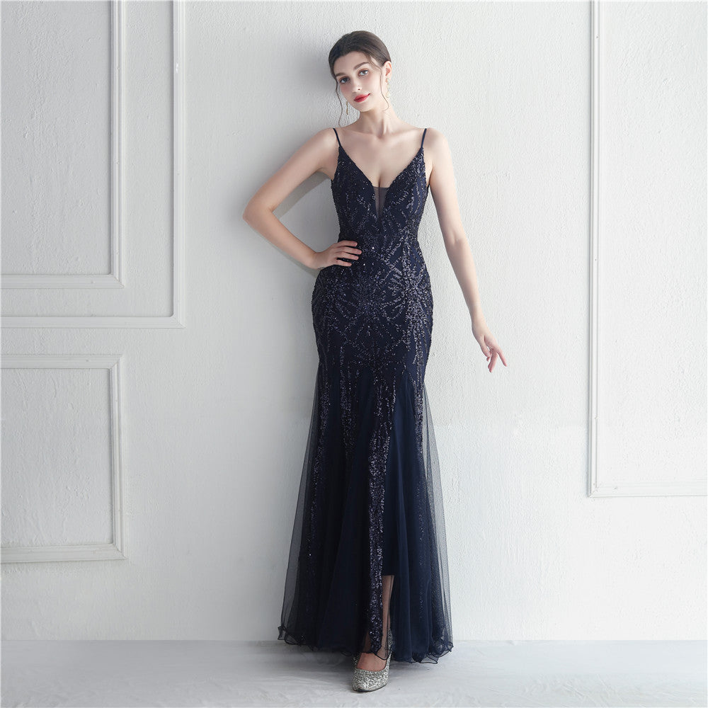 Popular Mesh Beads Sequined Dress Long Evening Dress Star Event Exhibition Stage by Ragazza