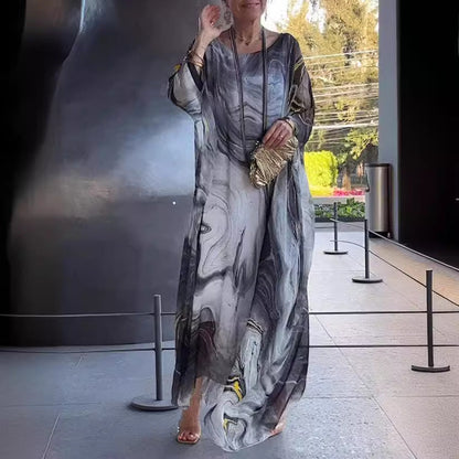 Summer New America Elegant Office Chiffon Printed Dress Marble Texture by Ragazza