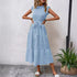 Women Clothing Summer Fashionable Stringy Selvedge Flying Sleeves Lace Up Texture Dress by Ragazza