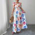Summer Bubble Sleeve High Waist Tight Waist Women Printed Wear Large Swing Sling Dress by Ragazza