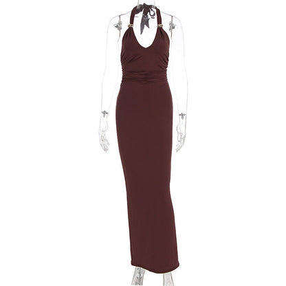 Women Clothing Summer Sexy V neck Slim Fit Tied Backless Sleeveless Dress by Ragazza