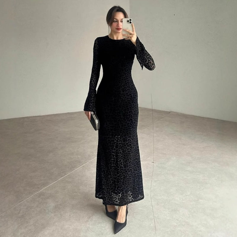 Women Clothing round Neck Lace See through Sexy Backless Slim Fit Dress by Ragazza