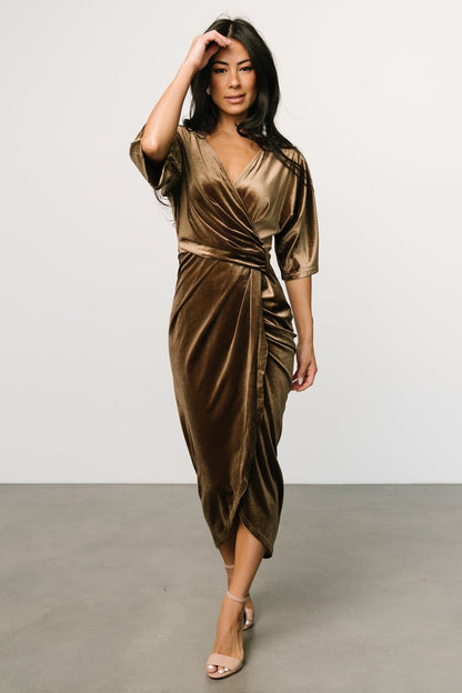 Pleuche Dress V neck Sexy Asymmetric Dress Evening Dress by Ragazza