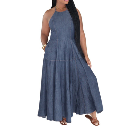 Women Clothing Denim Dress Sleeveless Dress for Women Maxi Dress  DestGlow