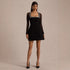 Women Clothing Sexy Mesh Stitching Rhinestone U Collar Black Elegant Dress by Ragazza