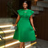 Personalized Bow round Neck Cape Sleeve Dress Elegant Party Cocktail A line Dress by Ragazza
