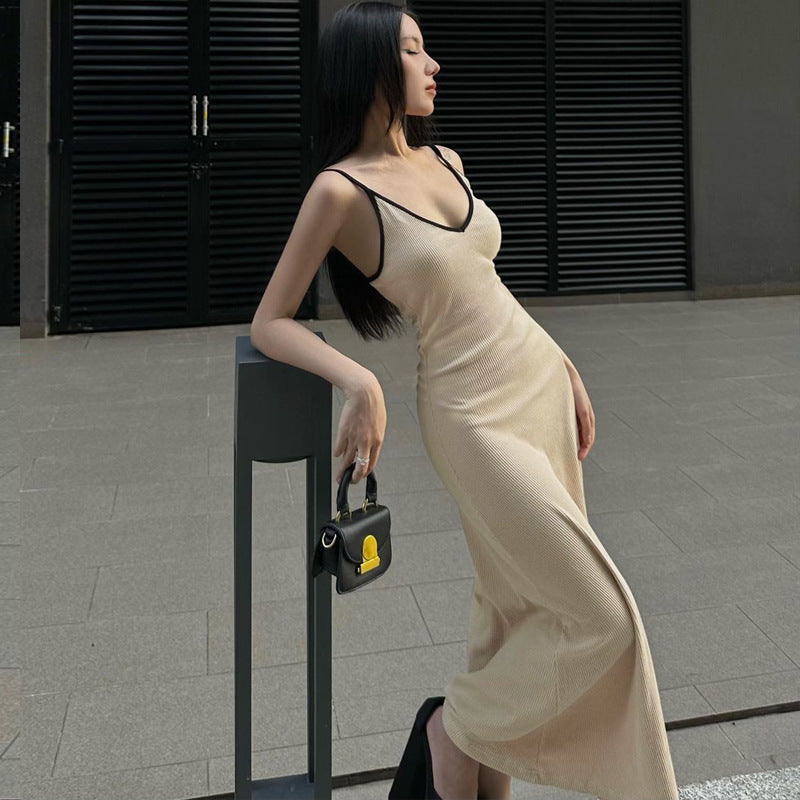 Women Clothing Summer Fashionable Elegant Sexy V neck Midi Strap Dress by Ragazza