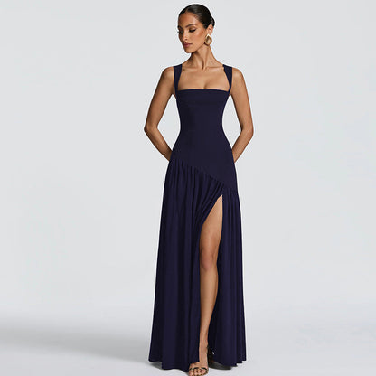 Women Clothing Winter Camisole Slim Solid Color Split Ribbon Dress Women by Ragazza