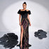 Women Clothing High Grade off Neck Slim Fit Cocktail Sequined Split Long Evening Dress for Women by Ragazza