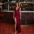 Sexy Deep V Plunge neck Satin Split Sling Dress Women Slim Formal Dress by Ragazza