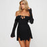 Autumn Winter off Shoulder Tube Top Short Dress Sexy Backless Ruffled Mesh Hip Dress by Ragazza