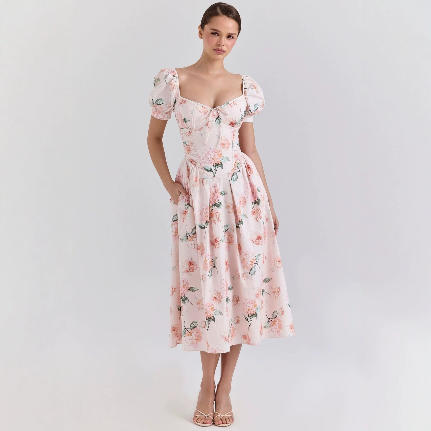 Spring Summer Dress Artistic French Fresh Printing Women Wear by Ragazza