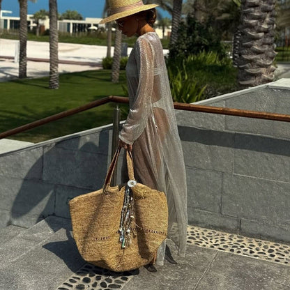 Women Clothing See through round Neck Long Sleeve Split Sun Protection Sexy Dress by Ragazza
