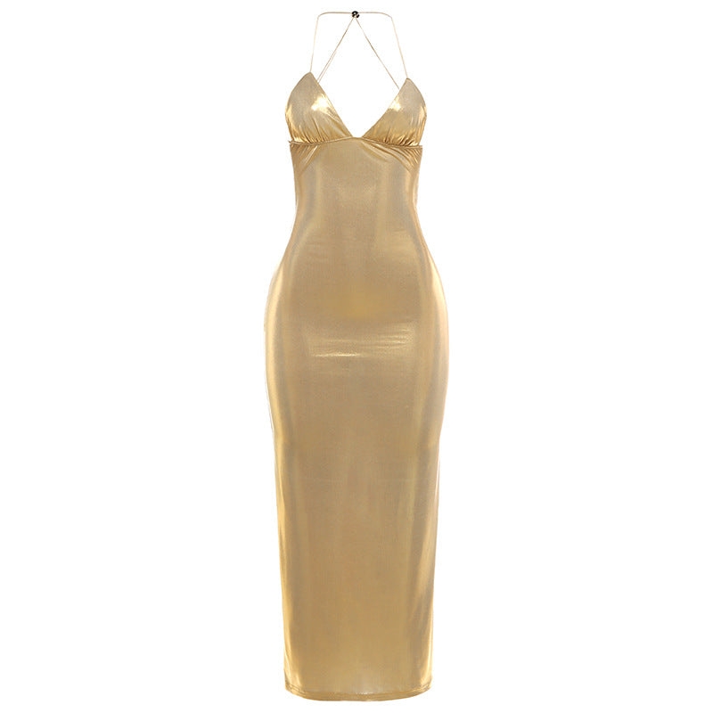 Autumn Winter Women Clothing Trend Sexy Halter V neck Slim Butterfly Dress for Women by Ragazza