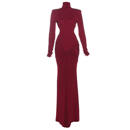 Summer Women Clothing High Collar Slim Sexy Backless Solid Color Maxi Dress by Ragazza