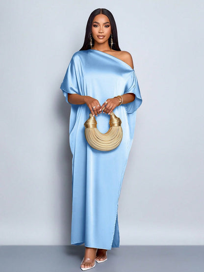 Women Clothing Early Autumn Satin Dress Yellow Satin Maxi Dress by Ragazza