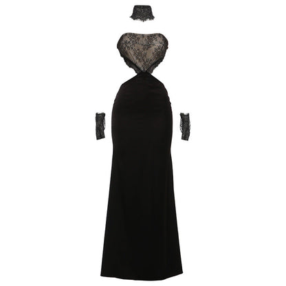 Autumn Winter Women Clothing Sexy Slim Fit Backless Lace Stitching Tube Top Dress by Ragazza