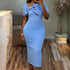 Round Neck Elegant Slim High Waist Dress Three-Dimensional Bow Applique Hip Dress  DestGlow