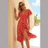 Summer Sexy Chiffon Printed V-neck Dress Ruffled Beach Dress by Ragazza