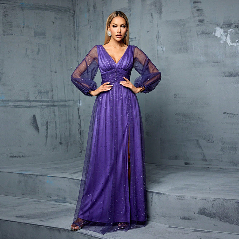 Elegant See through Tulle Shiny Evening Dress Wedding Party Sequin Wedding Party Dress by Ragazza